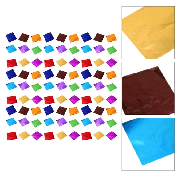 OUNONA 900Pcs Foil Chocolate Wrappers Assorted Color Aluminum Foil Paper for Wrapping Candy and Chocolates