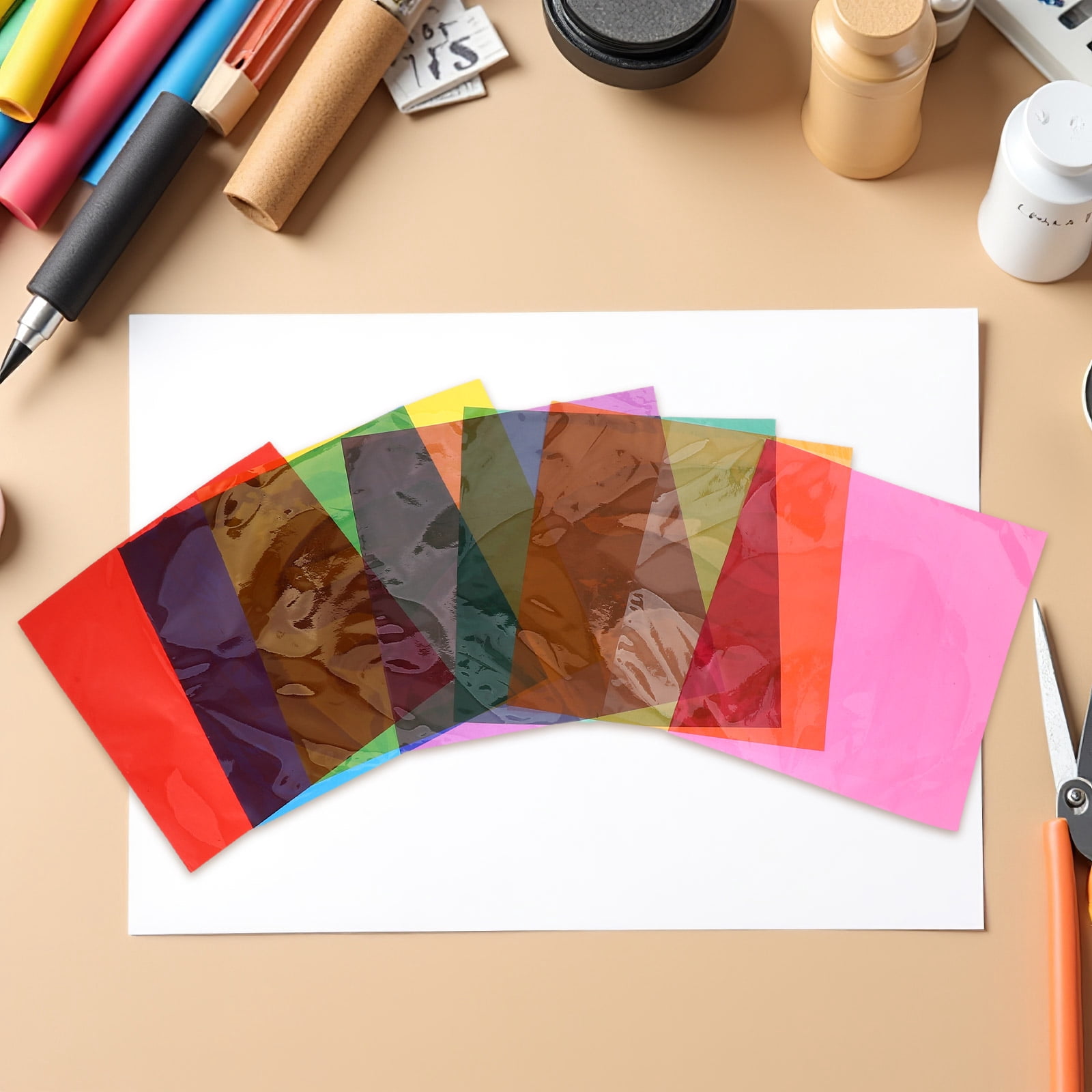 OUNONA 90Pcs Light Diffusing Colored Cellophane Sheets for Craft Use ...