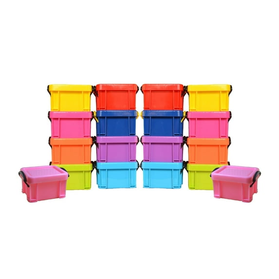 OUNONA 9-Piece Assorted Color Stackable Plastic Storage Boxes Clip Locks for Office, Car, and Home Organization
