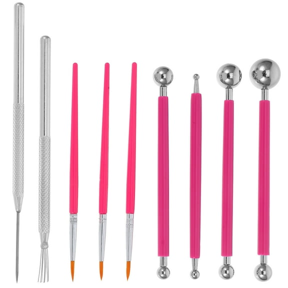 OUNONA 9-Piece Double-Ended Clay Sculpting Tools Set Metal Ceramic Stylus Dotting Tools for Pottery Rock Painting Modeling Embossing