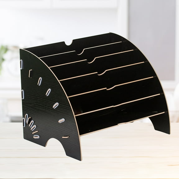OUNONA A4 Wooden File Storage Desk Letter Tray Portable MultiLayer Document Holder for File Storage Black 35x27cm