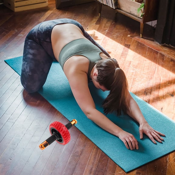 OUNONA  Abdominal Muscle Training Rollers Workout Equipment Fitness Red