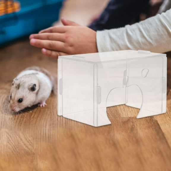 OUNONA Acrylic Guinea Pig House Clear Transparent Hamster Hideout Sun Bath Chinchilla Hut Sleeping Cave for Guinea Pig Small Pets