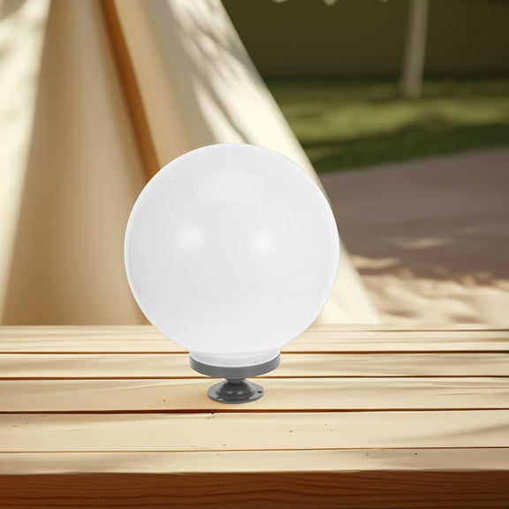 OUNONA Acrylic Lamp Post Globe with Base Stand Set 30CM Post Mount Globe Light Fixture Post-Top Exterior Lantern White Decorative Outdoor Lighting