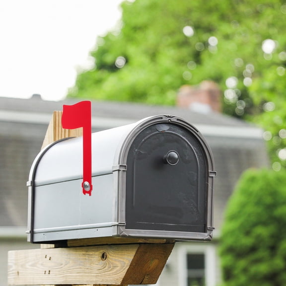 OUNONA Acrylic Red Flag Mailbox with Rotatable Mini Flag, Stylish Modern Design for Outdoor and Home Decor Use