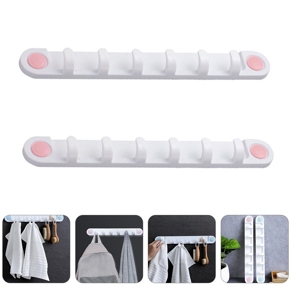 OUNONA Adhesive Hook Rack for Home Storage, Heavy Duty Plastic, White ...