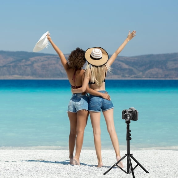 OUNONA Adjustable Aluminum Alloy Tripod Stand with Multi-Functional Light Support for Photography, Streaming, and Use