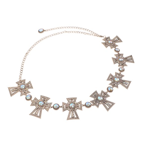 OUNONA Golden Cross Pendant Rhinestone Body Chain Stylish Waist Belt
