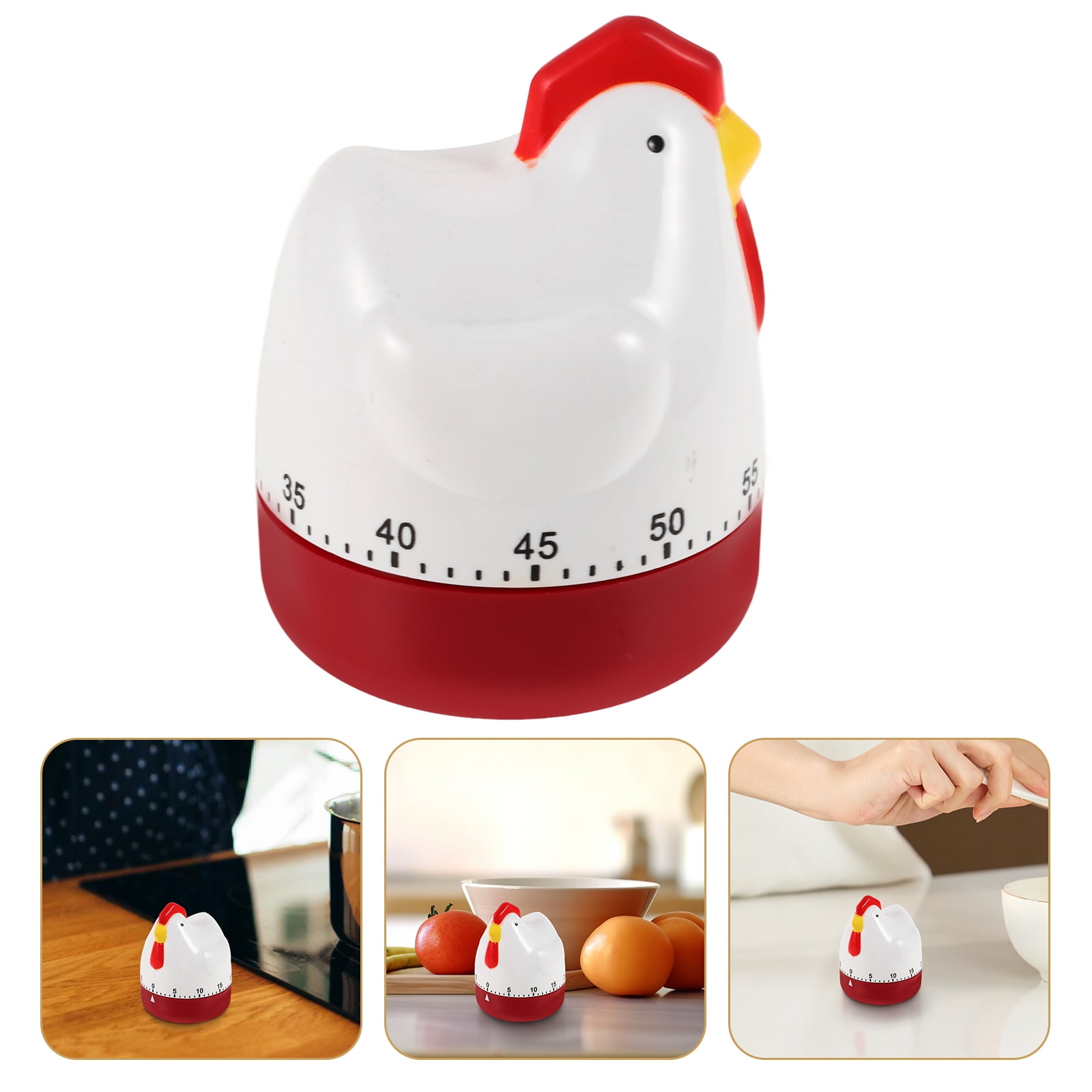 OUNONA Adorable Chicken Shaped Mechanical Baking Timer Cartoon Timing ...
