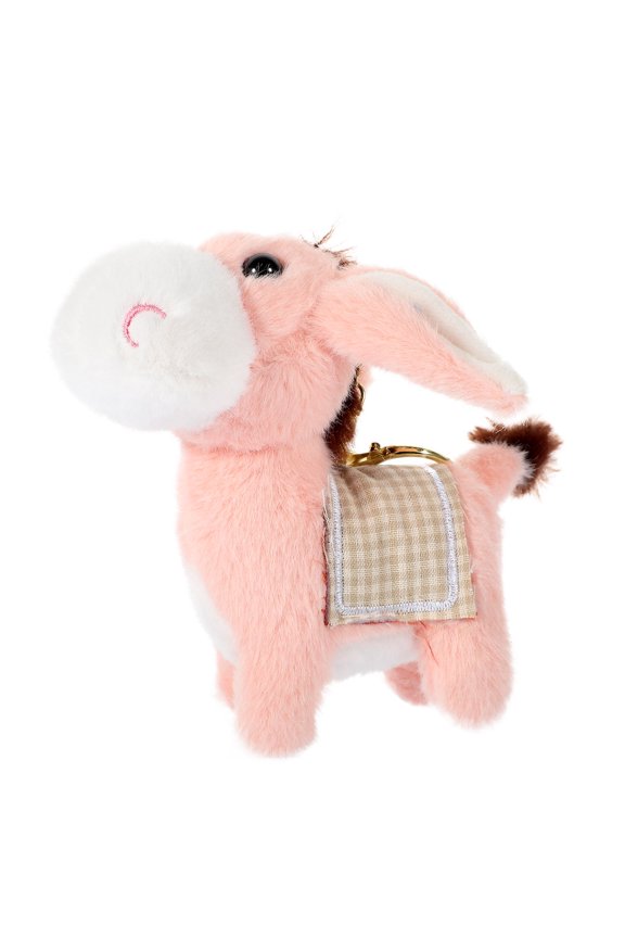 Adorable Pink Plush Donkey Pendant Keychain Soft Cotton Bag Hanging Ornament