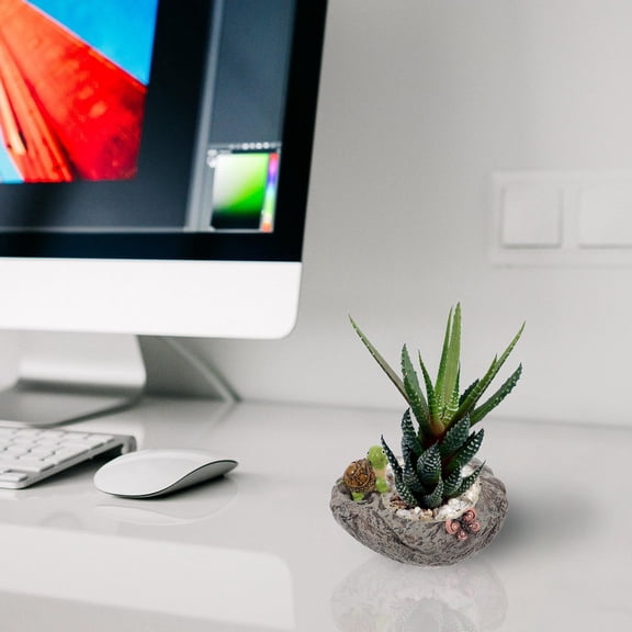 OUNONA Adorable Resin Turtle Flower Pot for Home Decor Assorted Color Ideal for Succulents and Potted Plants 1Pc