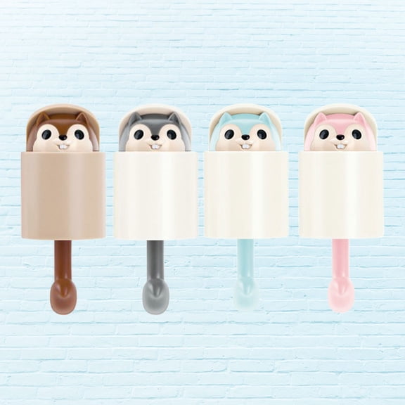 OUNONA Adorable Squirrel Cartoon Adhesive Hooks with Strong Tape for Cloth Hanging in Multi Pieces