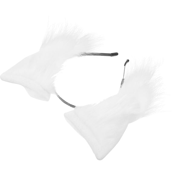 OUNONA White Animal Ears Headband for Adults, Lightweight Costume Hair Accessory for Party, Cosplay, Photo Props