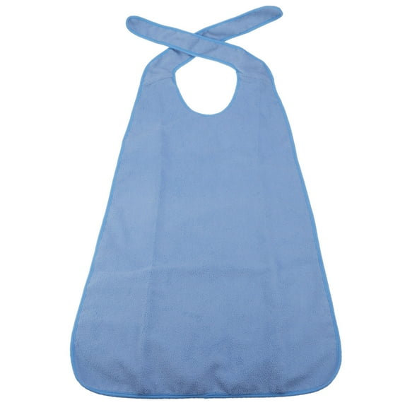 OUNONA Adult Elderly People Meal Bibs Waterproof Washable Mealtime Protector Disability Aid Apron Terry Cloth with Tie-back (Sky Blue)