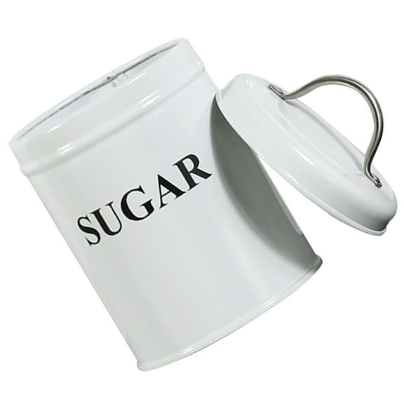 OUNONA Airtight Container Round Cylinder White Galvanized Iron Moisture-proof Storage for Home Use 1Pack