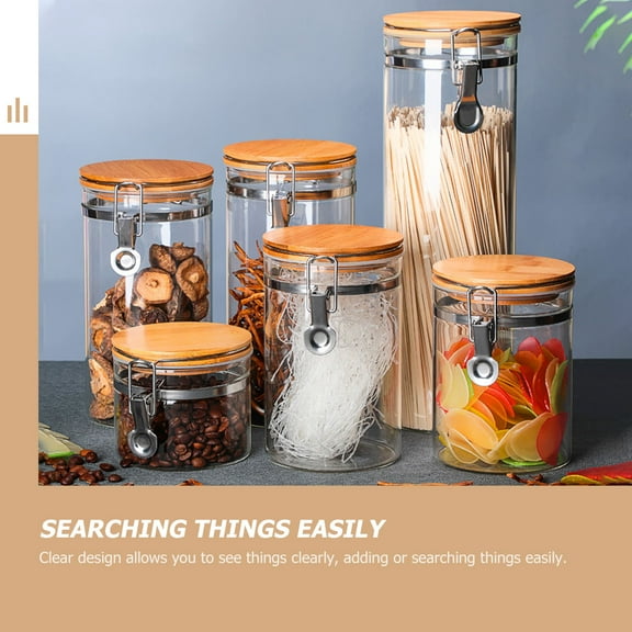 IFANLANDOR Reusable Airtight Jars Glass For Kitchen Organization 2Pcs 7.1X3.9X3.9In