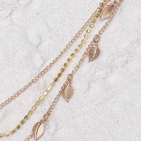 OUNONA Alloy Leaf Forehead Chain Jewelry in Golden with Rhinestones for Elegant Events