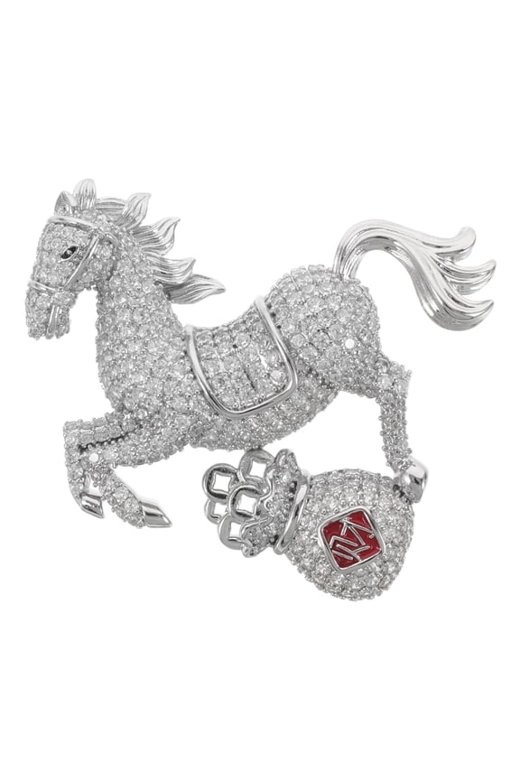 Handmade Alloy Rhinestone Brooch Pin with Elegant Zodiac Horse Design, Stylish Accessory for Women and Men