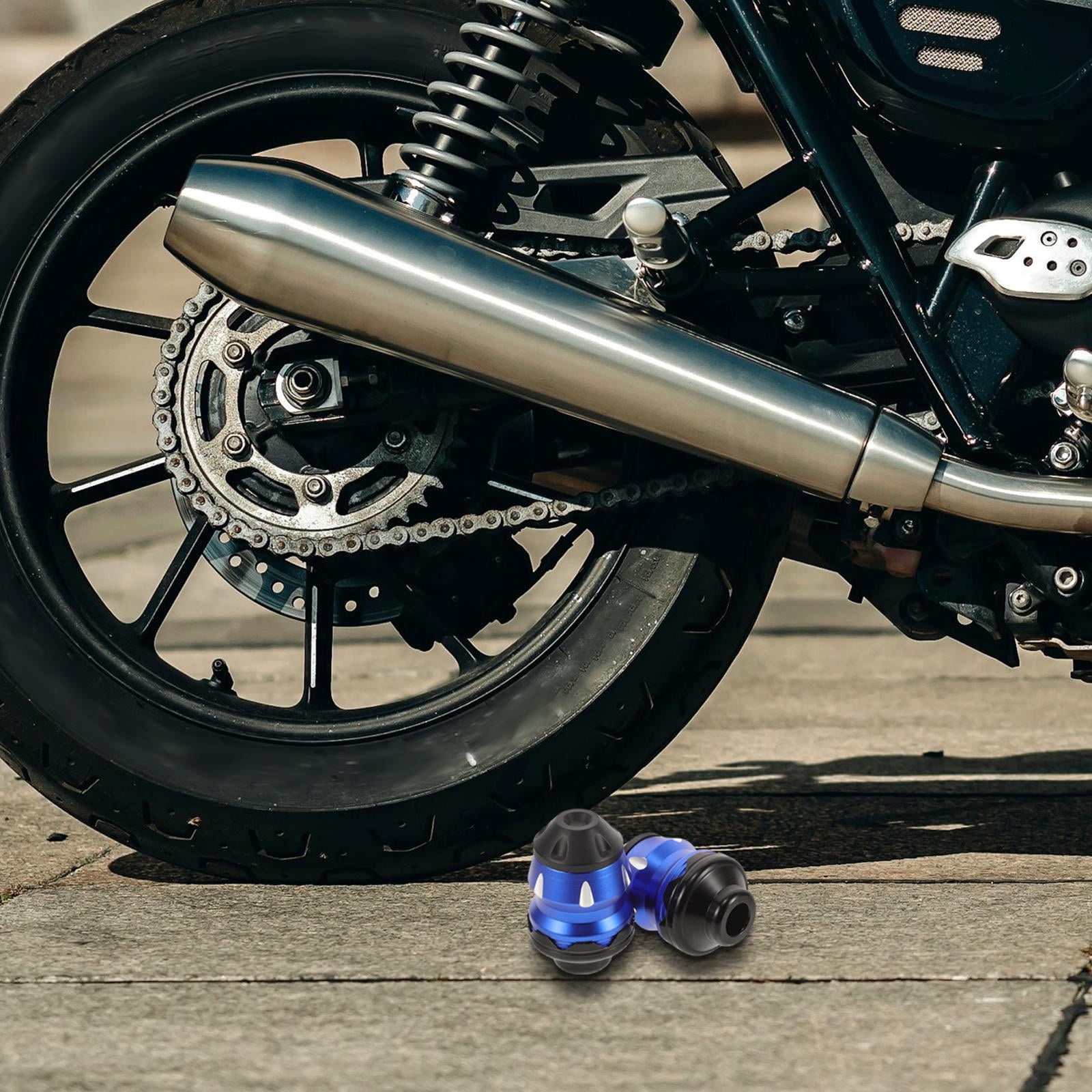 OUNONA  Aluminum Motorcycle Frame Slider Drop Resistance Fork Cup Blue