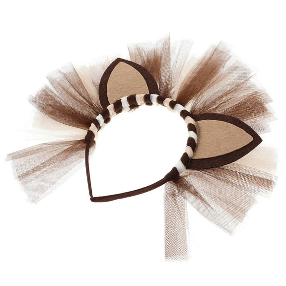 OUNONA Lion Ears Headband Headdress Gauze 1Pcs Brown Party Decoration