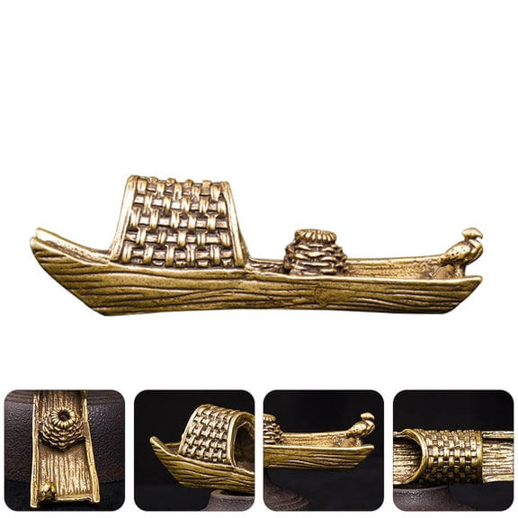 OUNONA Vintage Fishing Boat Ornament for Desktop, Nautical Ship Statue Decorative Display for Home and Office
