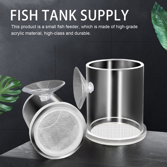 OUNONA Aquarium Fish Feeding Ring with Acrylic Material and Suction Cup Holder