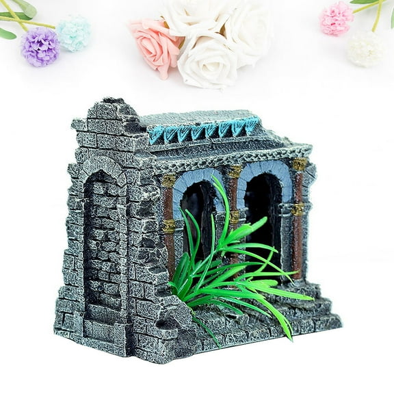 OUNONA  Aquarium Landscape Simulated Ancient Castle Ornaments Freshwater Decoration