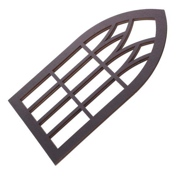 OUNONA Arched Window Panel Black Wood Wall Decor for Hallway