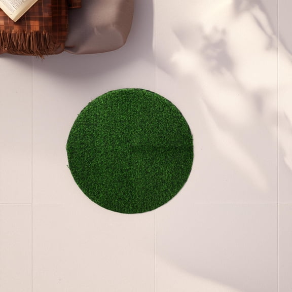 OUNONA Artificial Grass Mat Round Green PVC Decoration 1Set for Hoteliers