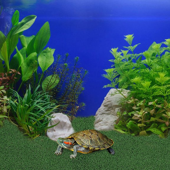 Tineasur Green Artificial Grass Rug for Pet Turtle Basking and Aquarium Floating Mat