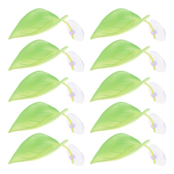 OUNONA Artificial Green Leaf Bed for Betta Fish and Frogs Multi-Purpose Platform 15Pcs