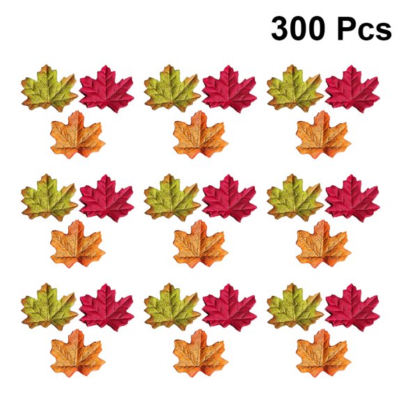 OUNONA Assorted Color Artificial Maple Leaves for Decor Realistic Cloth 8cm 300pcs