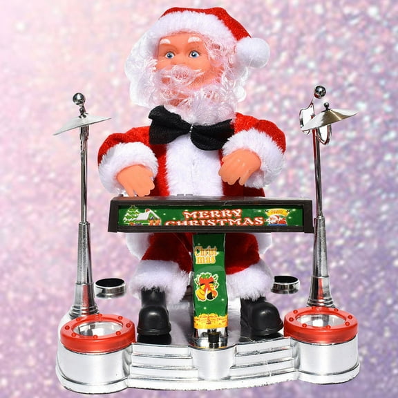 OUNONA Assorted Color Musical Moving Santa Claus Decoration Battery Operated Holiday Figurine for Home