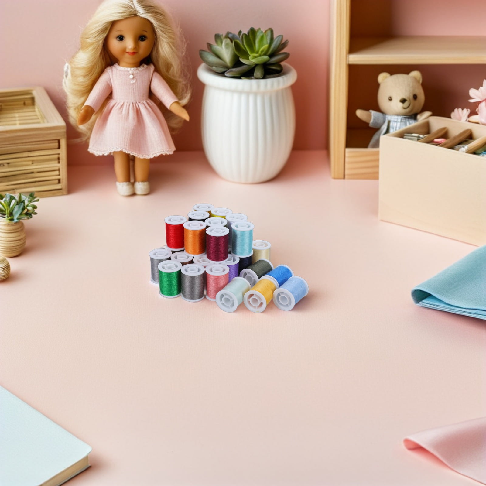 OUNONA Polyester Thread Set in Assorted Colors for Sewing Machine and Hand Stitching with Organizer Box for Fabric Crafts