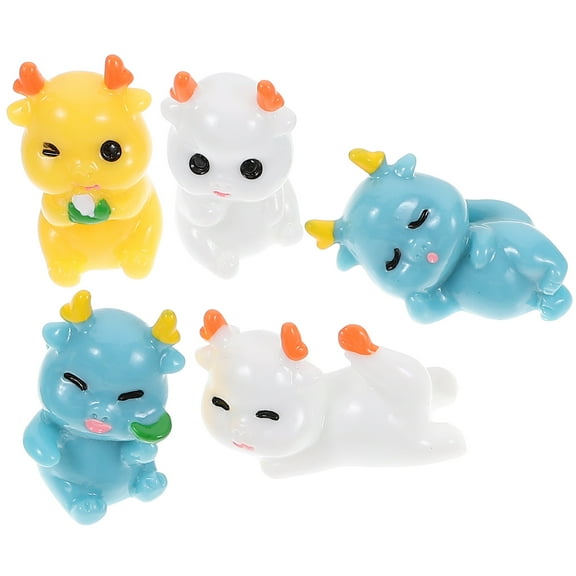 OUNONA Assorted Color Resin Mini Dragon Garden Figurine for Patio Decor Perfect for Micro Landscapes 5Pcs