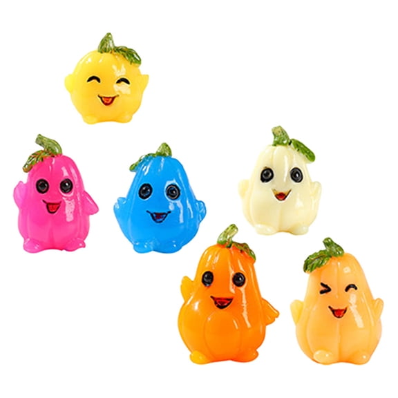 OUNONA Resin Pumpkin Decor Assorted Color Adorable Figurines for Home 6Pcs