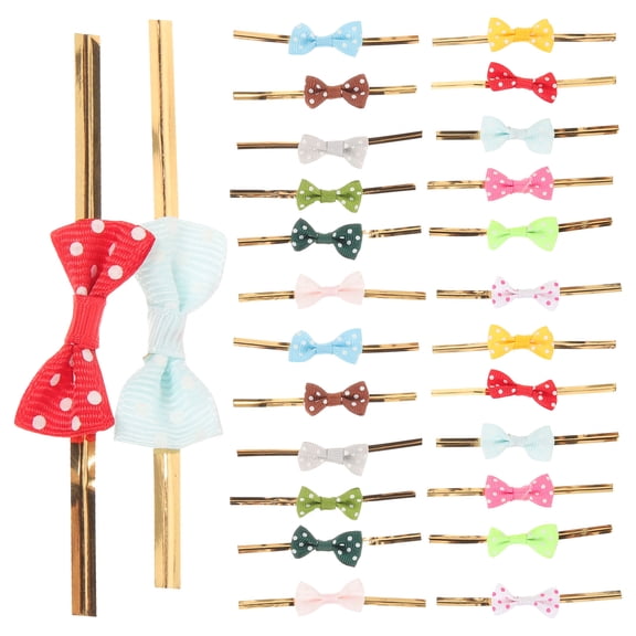 OUNONA Assorted Color Tie Ribbon for Packing and Baking, Ribbed Band, 100 Pcs