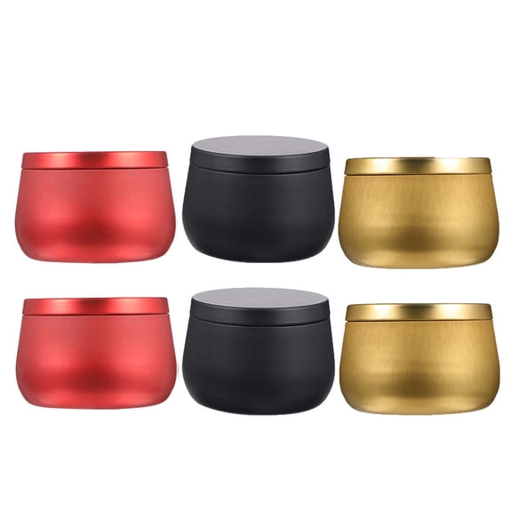 OUNONA Assorted Color Tinplate Candle Cups for Storage Use with Craft Design 6pcs