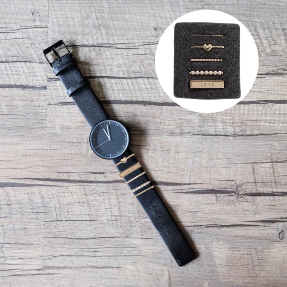 LABELEPH Watchband Charm Zinc Alloy 5Pcs Elegant Circular Decorative for Women Men