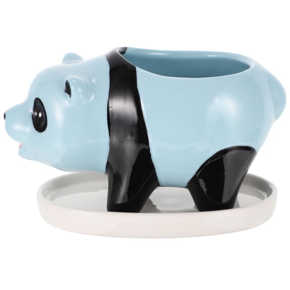OUNONA Attractive Decoration Panda Flower Pot Elegant Flowerpot 15X8CM Blue