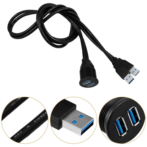 OUNONA USB 3.0 Flush Mount Panel Port Cable, Black, for Car and Marine Electronics Connectivity
