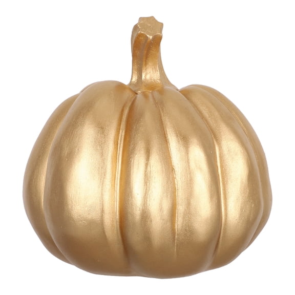 OUNONA Autumn Harvest Resin Pumpkin Figurine Golden Tabletop Decor for Thanksgiving and Seasonal Events