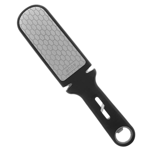 OUNONA Portable Handheld Sharpening Stone for Kitchen Stainless Steel and PP Material Black Color 6.5 inches