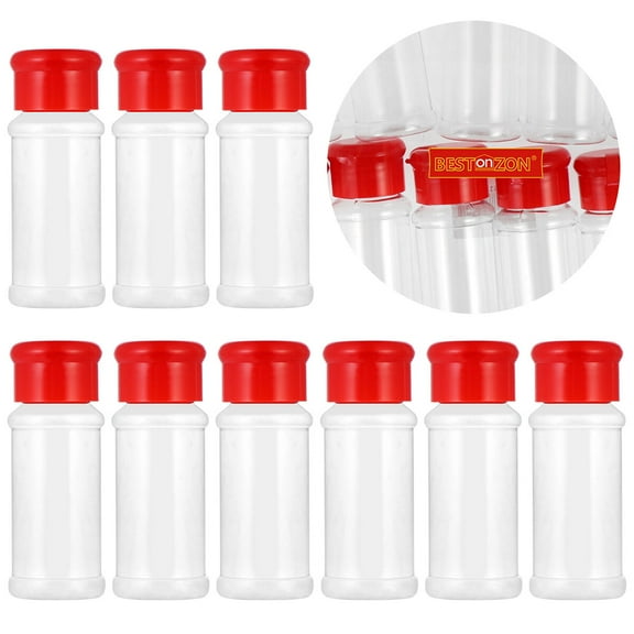 BESTONZON 12PCS Plastic Spice Salt Pepper Shakers Seasoning Jars for Barbecue Condiment Bottles Containers in Red