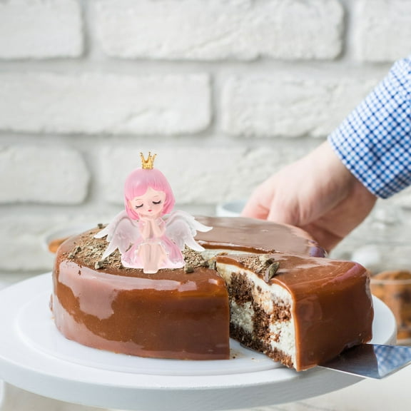 OUNONA Baby Girl Cake Topper Pink Resin Fairy Doll Decoration for Parties and Celebrations 4.5 Inches