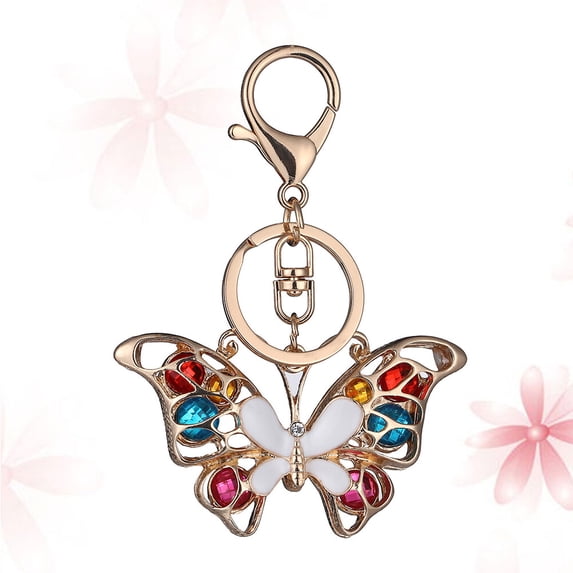 Key Ring with Rhinestone and Alloy for Decoration Multi Color Perfect for Bag Car Key 1pc