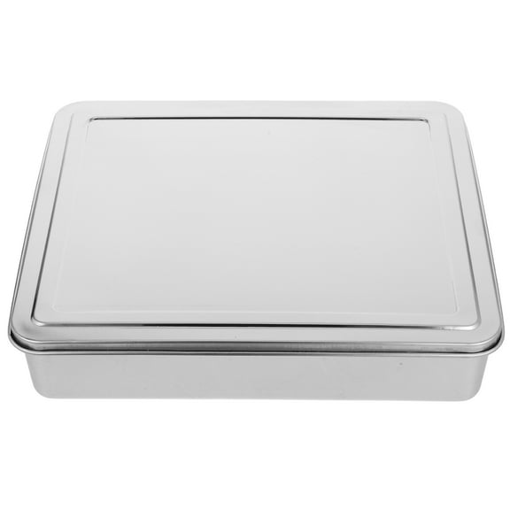 FOLOYORI Covered Cake Pan Silver 1Pcs 13.4X11.6X2.7In Stainless Steel