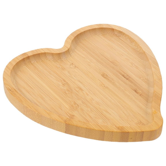 WEAVILUX bamboo serving tray for colleagues brown snack holding heart shaped 1Pack