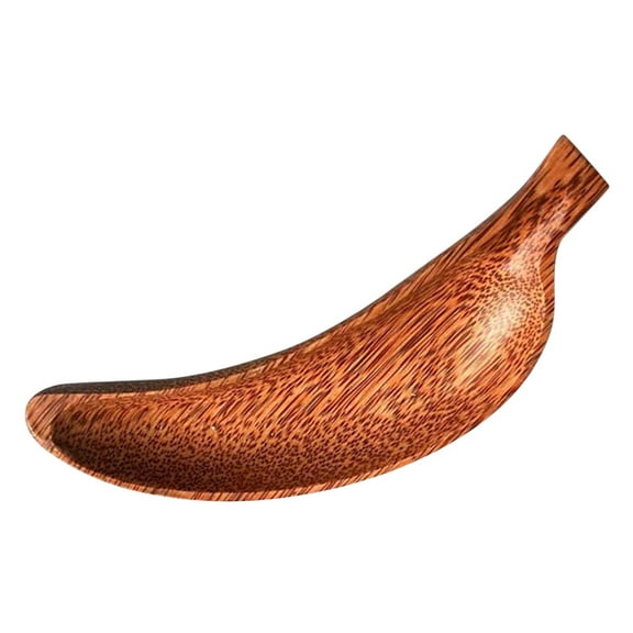 OUNONA Banana Plate Wood Serving Bowl Salad Plates Fruit Shaped Plate Fish Serving Platter Dinner Supplies Farmhouse Decorative Plates Dessert Trays Wooden Tray Dish Brown