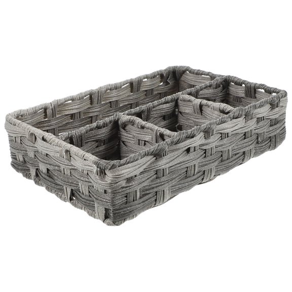 OUNONA Bathroom  Rattan Storage Box 0.00X0.00X0.00CM Grey
